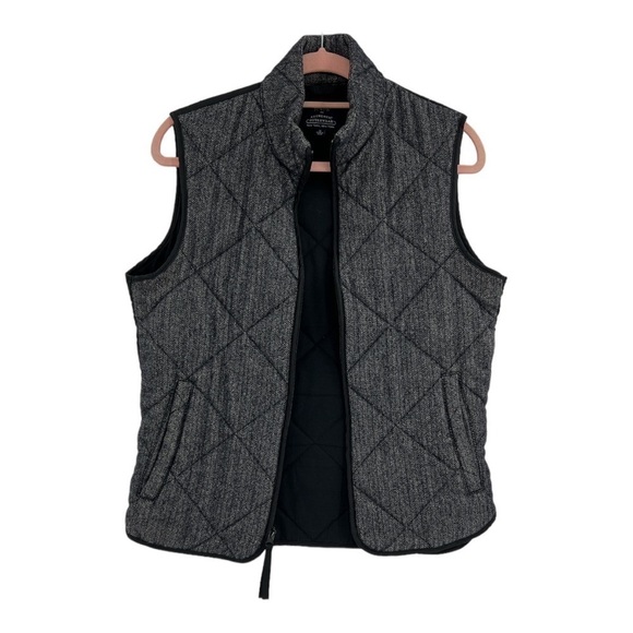 J. Crew Navy/Black Herringbone Quilted Vest, Womens Size XS - Picture 10 of 12